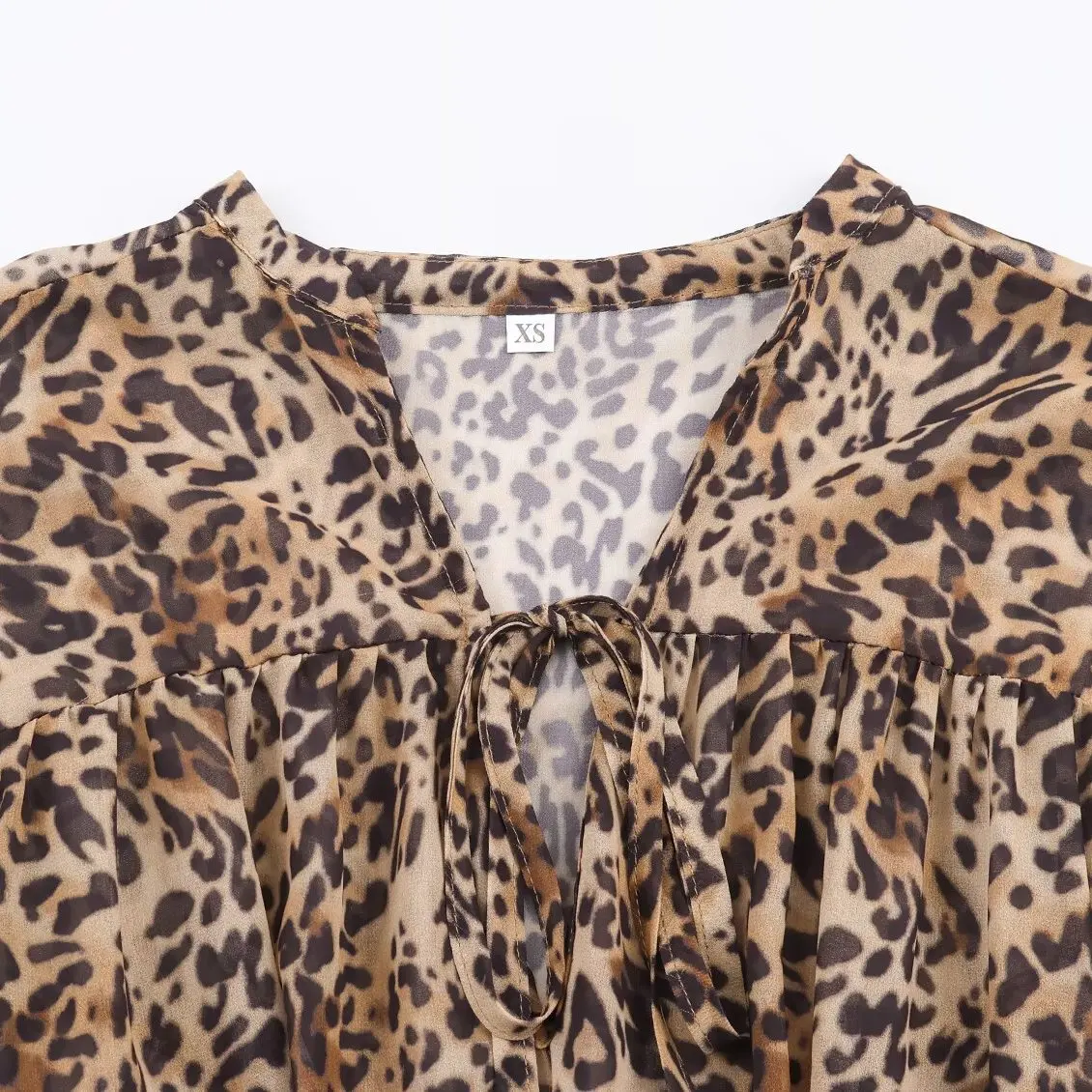 Ele Animal Print Em Camadas Decoradas Dr Outono Novo Sle Feminino Faion Fibra de Poliéster Longo Sve Corte Reto Dr