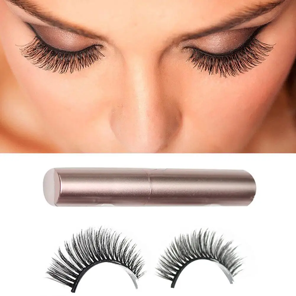 Magnetic False Eyelashes 1 Pair Of Natural Faux Magnetic Mink Lashes With Magnetic Glue Makeup Lashes False Eyelashes Eye Makeup