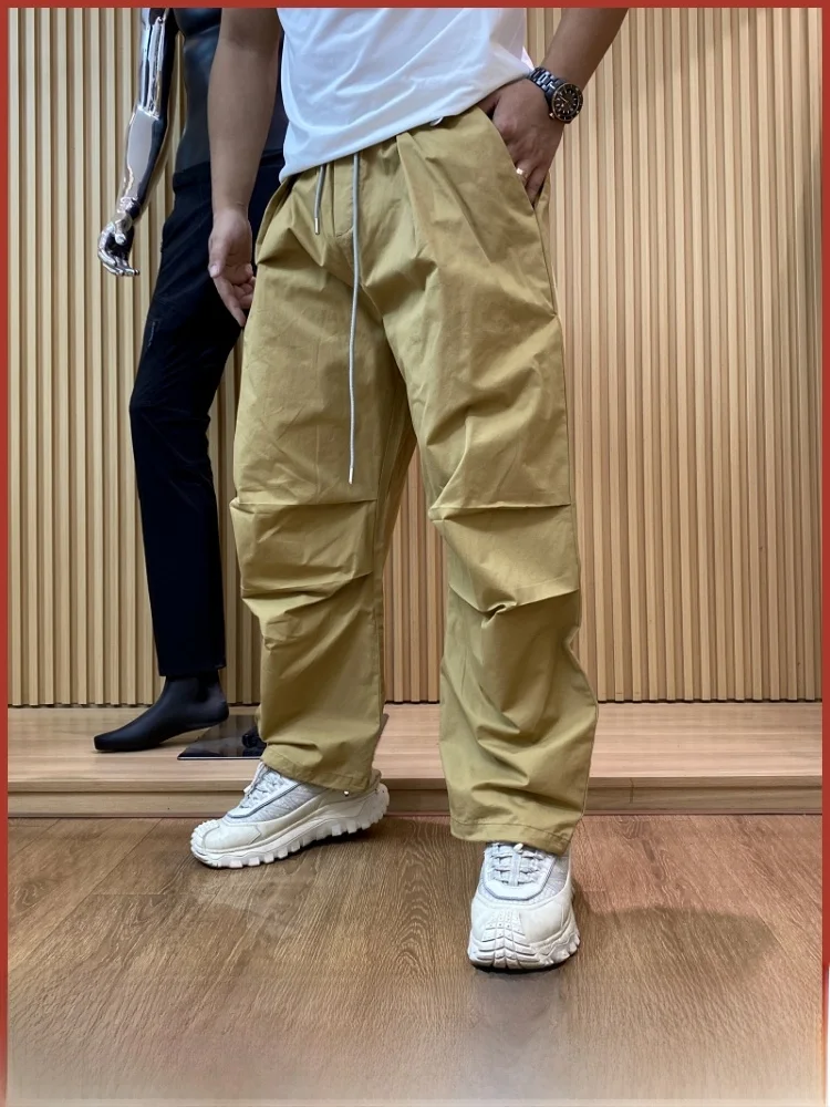 

Мужские свободные широкие брюки из чистого хлопка в стиле ретро, рабочая одежда, брюки десантника, уличные плиссированные повседневные брюки...