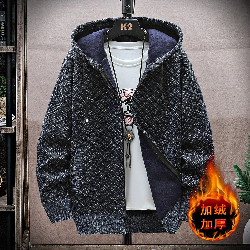 الخريف والشتاء جديد الرجال عارضة مقنعين سترة سترة تنوعا المخملية سميكة سترة