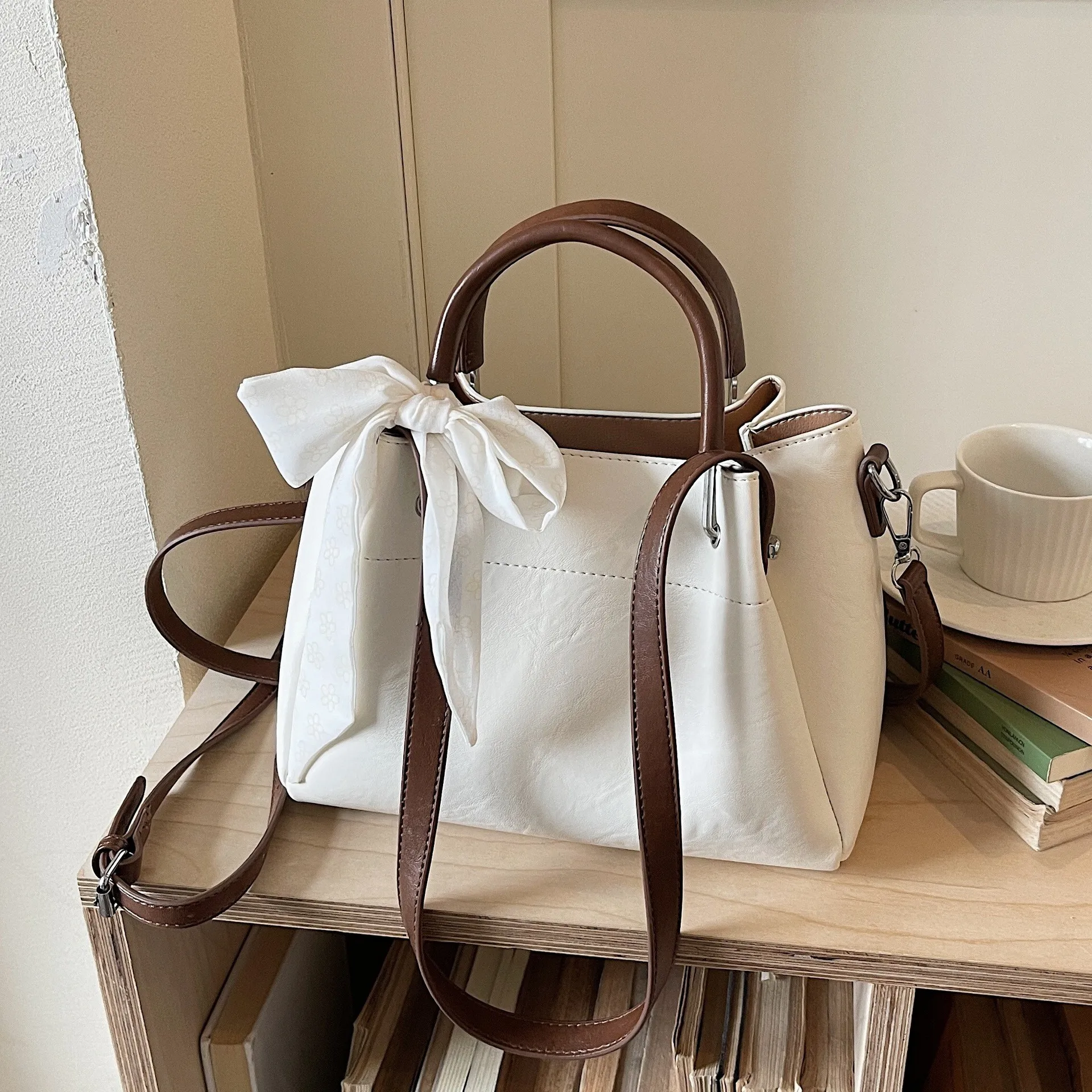 elegant-silk-scarf-women's-handbag-fashionable-shoulder-bag-outdoor-bucket-bag-stylish-tote-bag-color-block-design-summer-2026