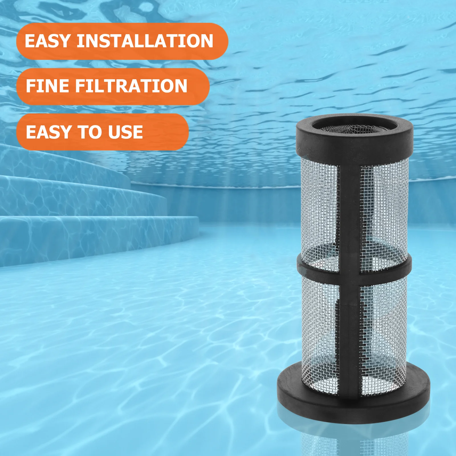 

1pc Reusable Filter Replacement Washable Plastic Strainer Durable Black Filter Net For Swimming Pool Cleaner Pool Accessory Tool