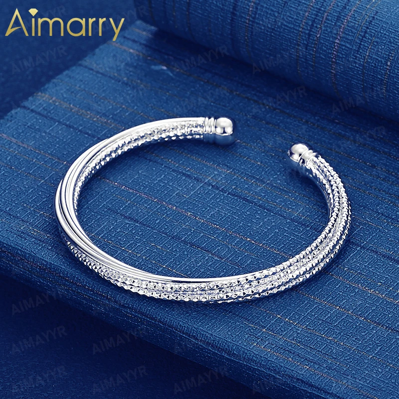 925 Sterling Silver Three Strand Interwoven Sparkling Bracelet High-quality Fashion Jewelry for Women's Parties and Banquets