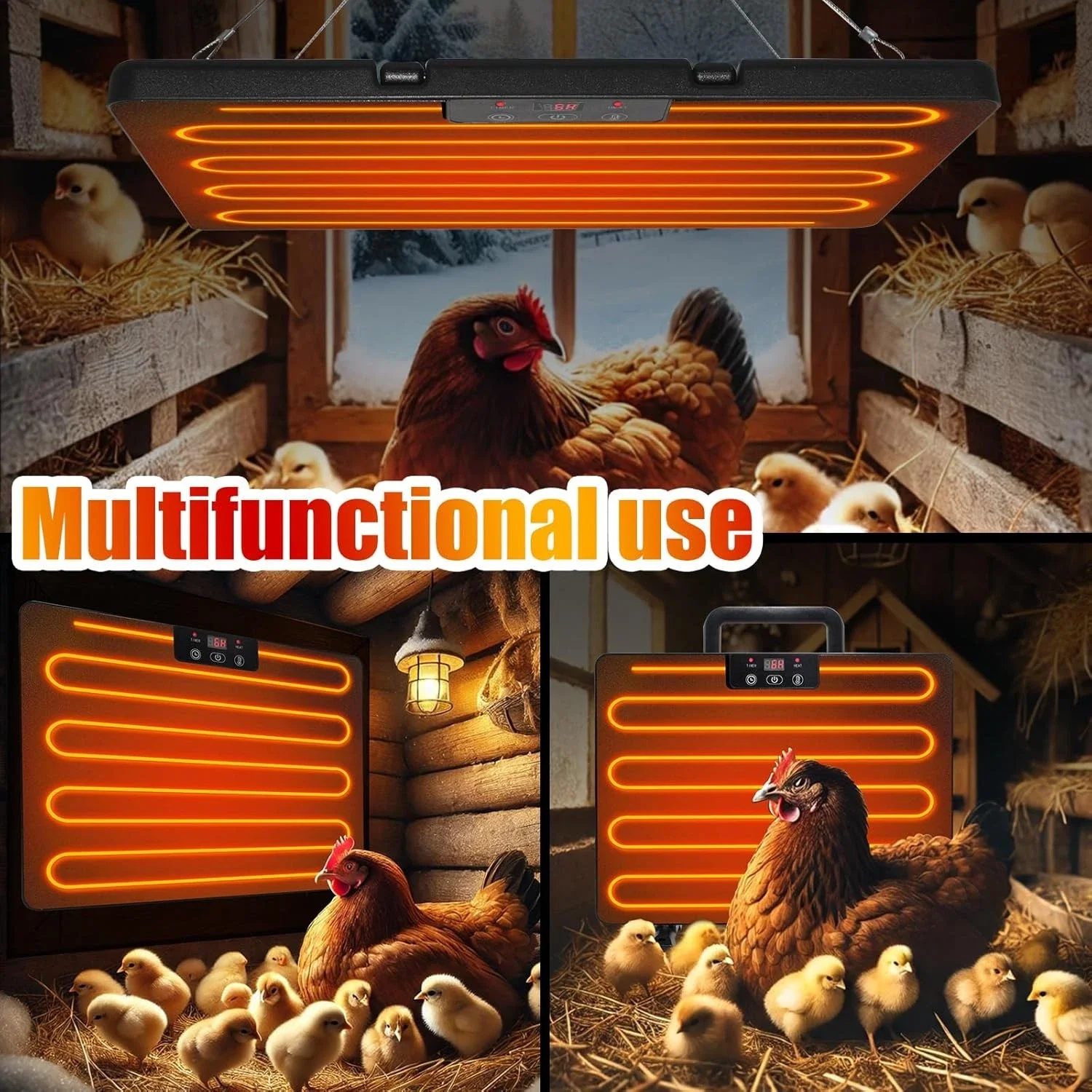1PC Chicken Coop Heater Thermostatic Poultry Heating Panel Adjustable Temperature Winter Farm Universal Heater For Many Animals