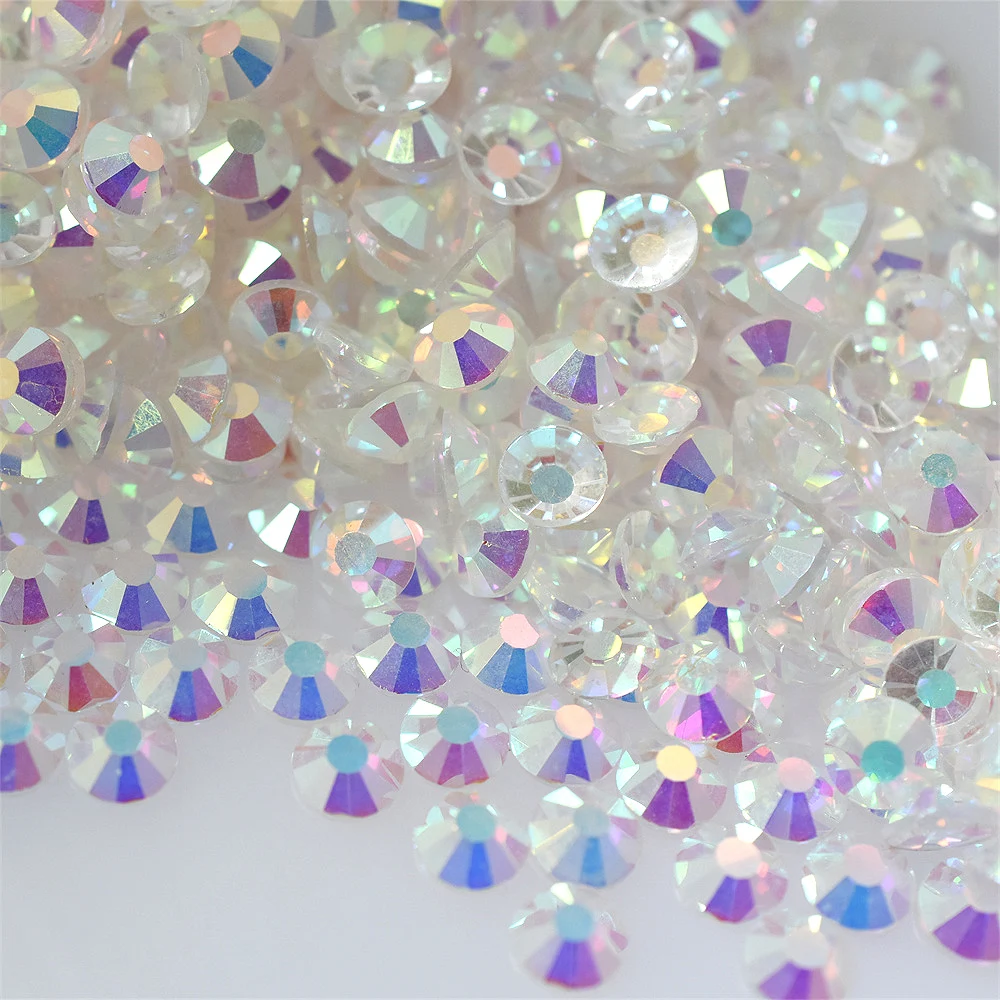 SS3-SS40 1440PCs Transparent AB Naked 3D Nail Art Decorations Flatback Rhinestones Non HotFix Glue on Crystal Wedding Dress 068