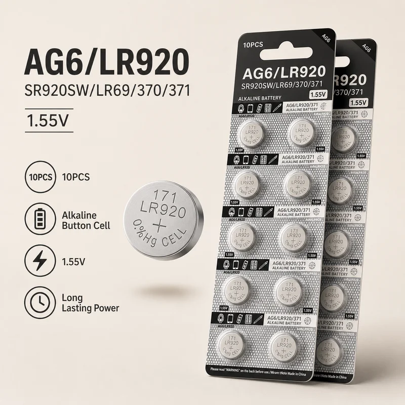 Кнопочная батарейка AG6 1.55В 65мАч 2-10 шт. SR920SW LR920 371 370 L921 LR69 для часов, игрушек, пультов дистанционного управления