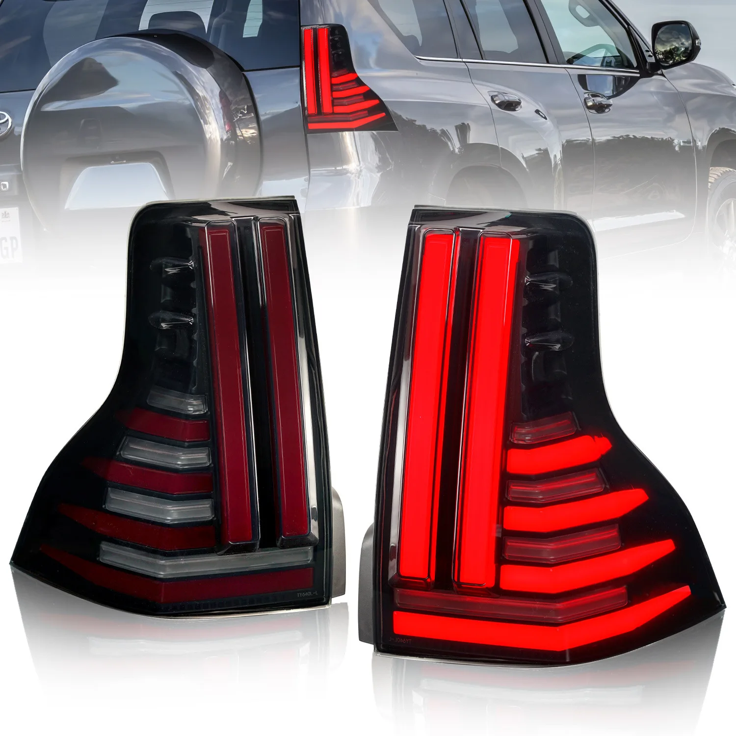 LED Tail Lights for Lexus GX460 2010-2022 Toyota Prado 2010-2021 with Start Animation DRL Rear Lamp