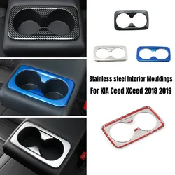 1 PCS Car rear water cup frame Decoration Cover Trim Sticker Stainless steel Car styling For KIA Ceed XCeed 2018 2019 Accessorie