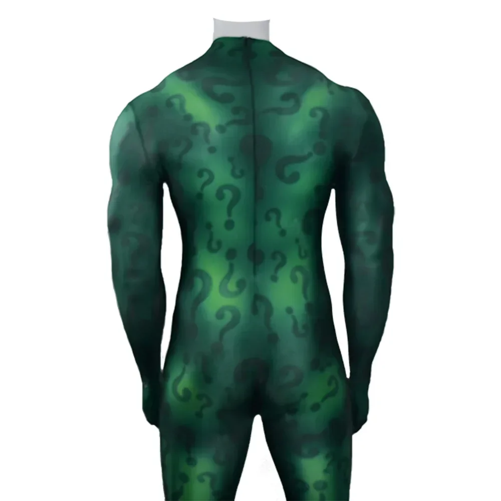 Bat man The Riddler Costume Cosplay Gotham Halloween Costume supereroe Zentai nuoto body 3D stampato tuta Outfit adulto