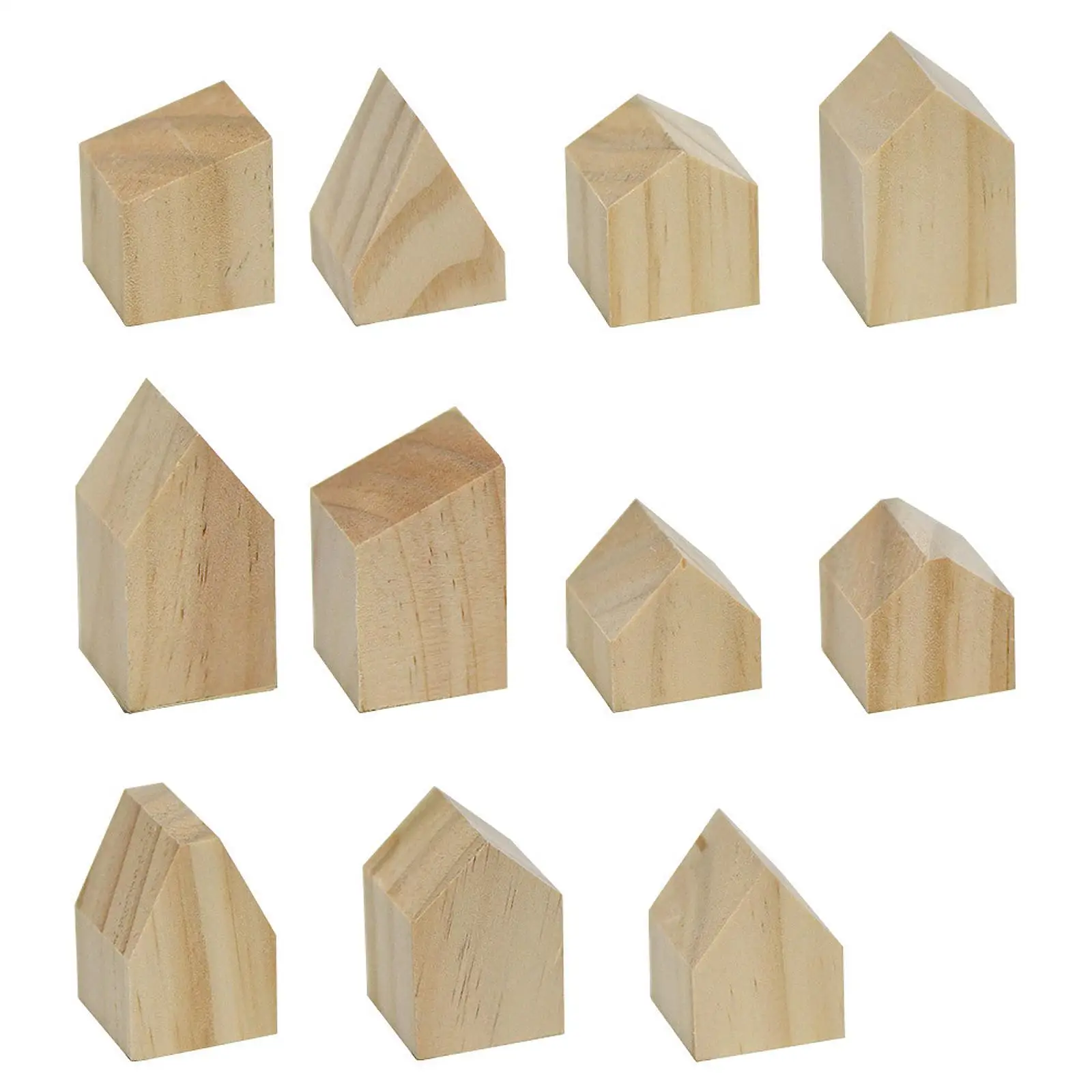 14x Unfinished Wooden House Graffiti Wood Blocks for Kitchen Festivals Home
