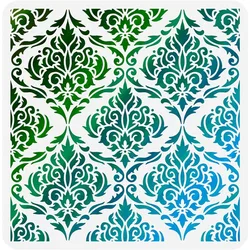 Damask Stencil 11.8x11.8 inch Flowers Tile Stencil Template Plastic Symmetrical Florals Pattern Stencil Reusable DIY Art and