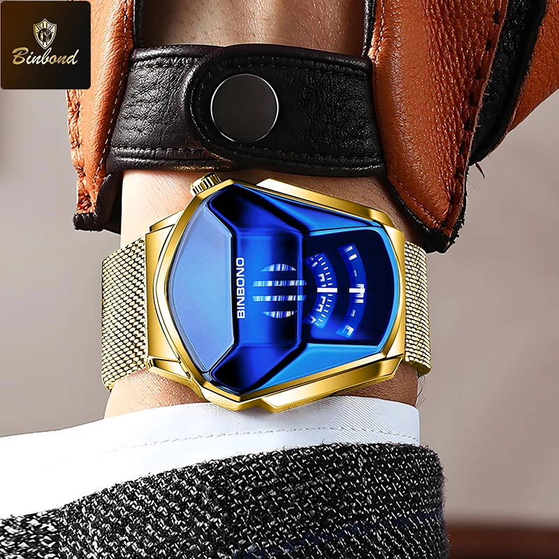 BINBOND แบรนด์ชั้นนําเทรนด์เย็นผู้ชายกันน้ํากีฬานาฬิกาข้อมือหรูหราเทคโนโลยีสแตนเลสแฟชั่นนาฬิกาควอทซ์สําหรับผู้ชาย