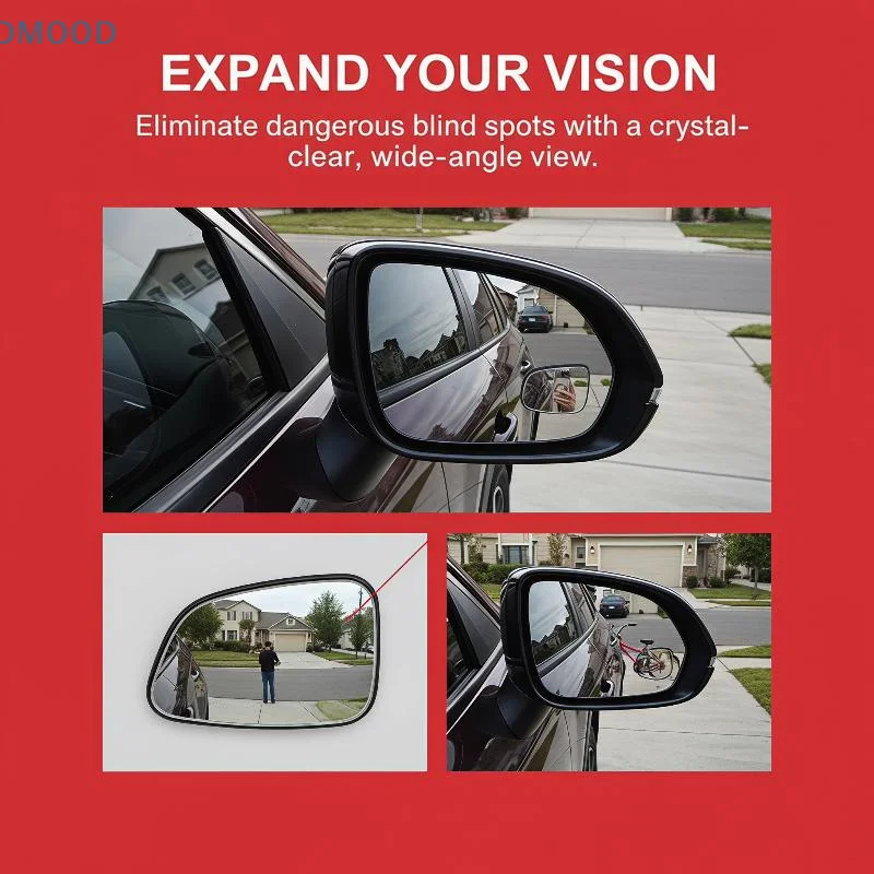 360° Adjustable Car Blind Spot Mirror Wide Angle HD Convex Rearview Auxiliary Mirror Anti-scratch for Auto Safe Lane Changing