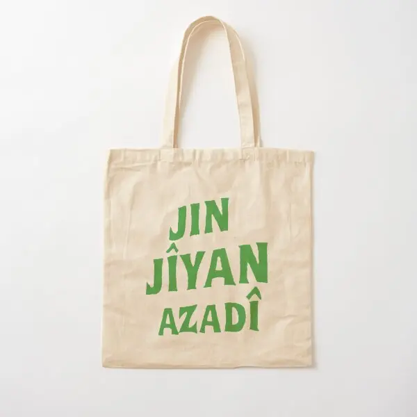 Jin Jiyan Azadi Kurdish Cotton  Canvas Bag Fashion Fabric Designer Travel Unisex Tote Foldable Grocery Shoulder Bag Reusable