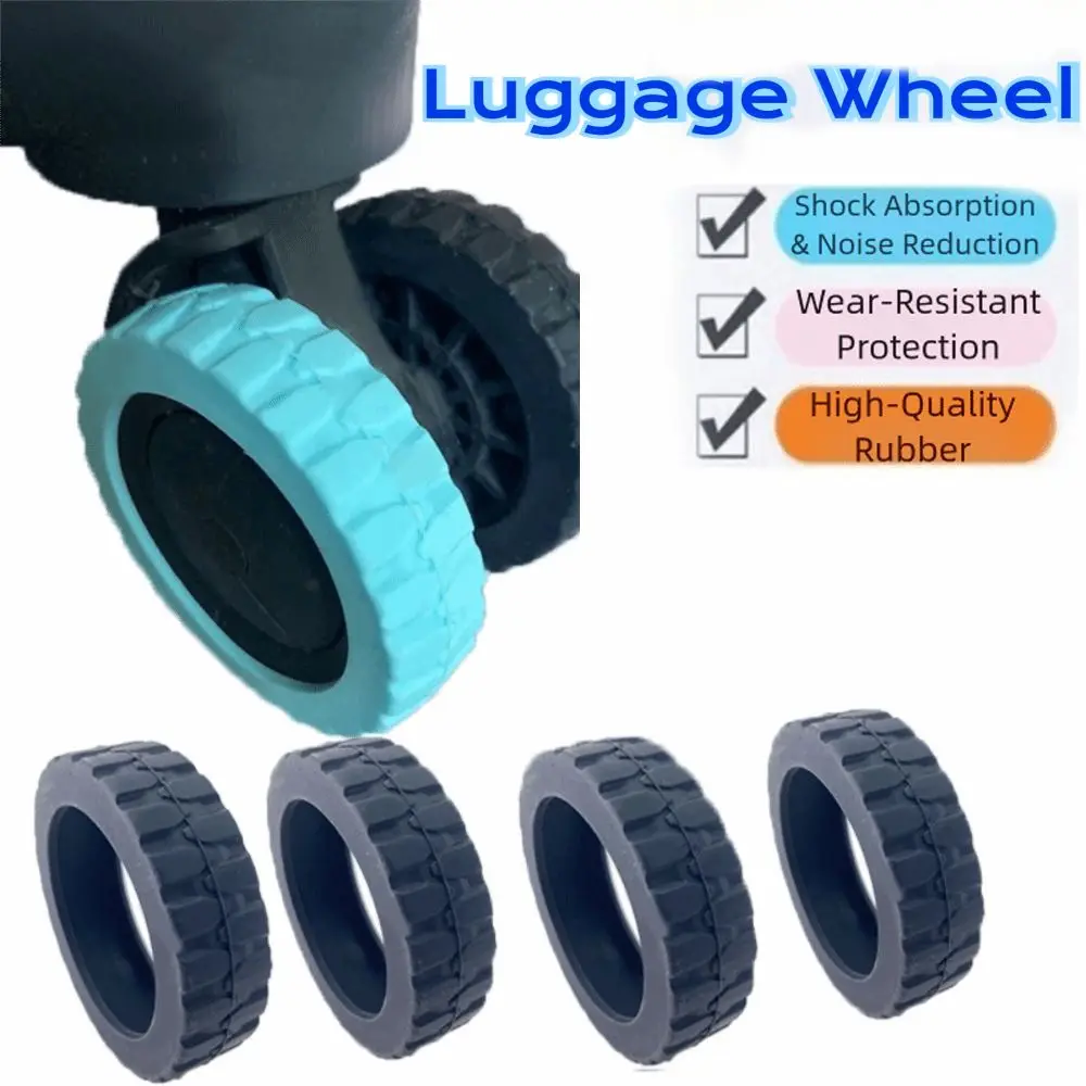 8 قطعة رشاقته سيليكون غطاء عجلة الأمتعة الحد من الضوضاء ارتداء مقاومة عجلات الأمتعة حامي العالمي #4
