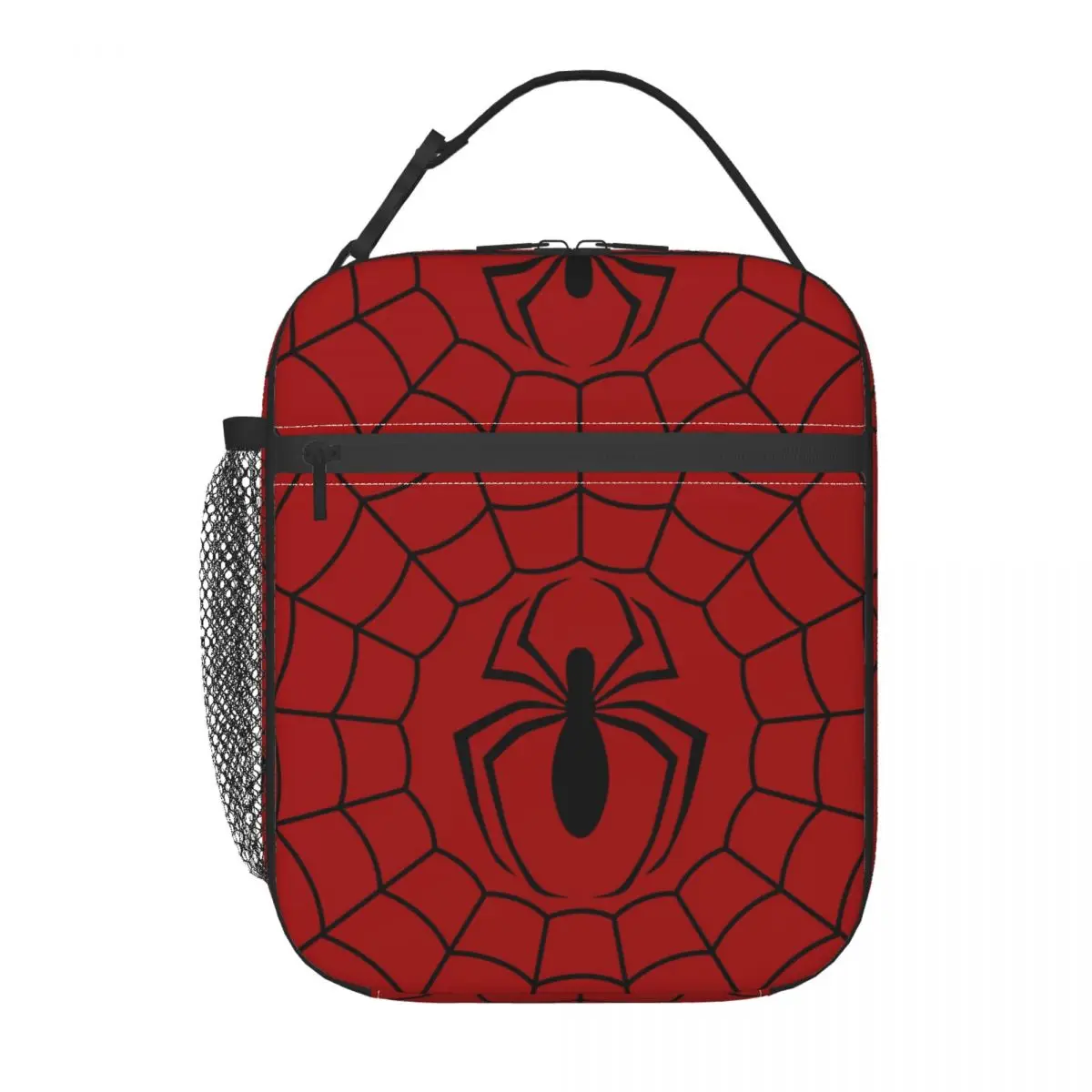 Custom Red Spider Web Insulated Lunch Bag for Women Cooler Thermal Food Lunch Box Work School Travel Portable Tote Bags