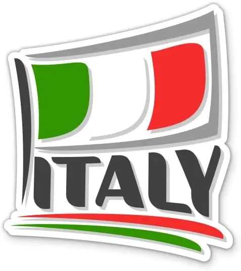 

Squiddy Italy Travel with Flag Vinyl Sticker | Travel Souvenir Decal for Phone, Laptop, Water Bottle | 3 inch high