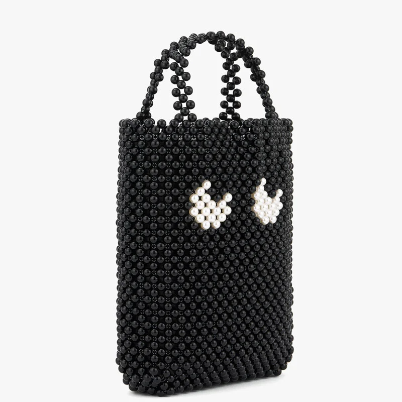 Design Beads Hand-made Woven Women\'s Shoulder Bags Luxury Brand Beaded Handbag Personality Hundred Cartoon Big Eyes Clutch Purse