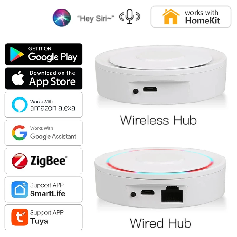 

Шлюз Tuya HomeKit ZigBee многорежимный, хаб для умного дома, беспроводной проводной мост ZigBee Smart Life, работает с Siri Alexa Google