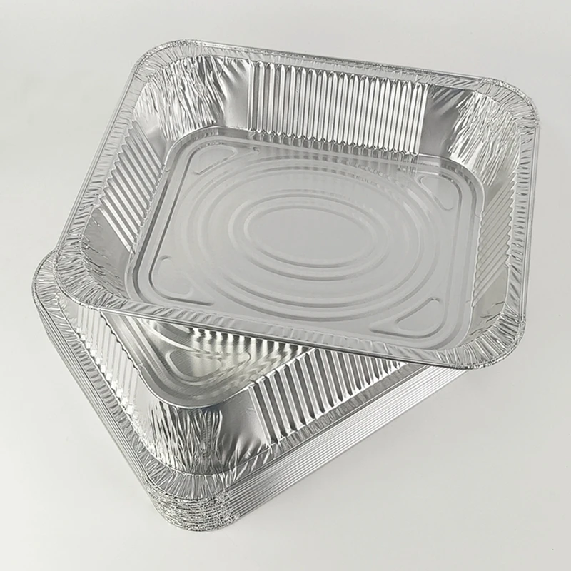 3500ml Large Aluminum Foil Trays with Lids 10pcs Pack Heavy Duty Disposable Tin Pans for BBQ Roasting Baking Takeout Containers