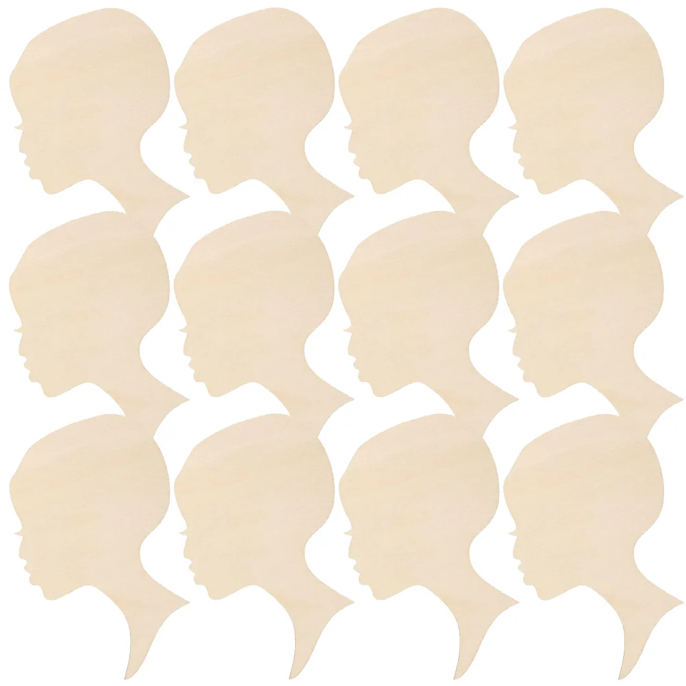 

12 Pcs African Woman Silhouette Heads Painting Wood Chips Unfinished Cutout Paper Face Cutouts