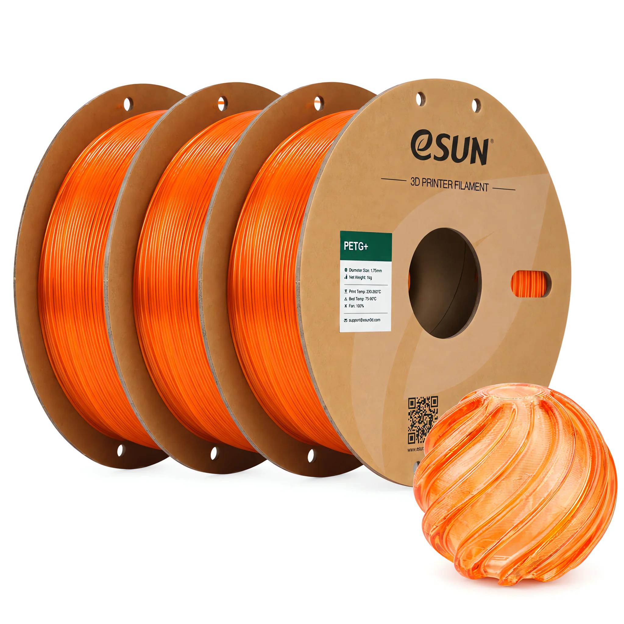 ESUN 3KG Upgrade PETG 3D-filament, 1,75 mm, 1 kg (2,2 lbs), hoogwaardig PETG-materiaal, geschikt voor FDM-printers.