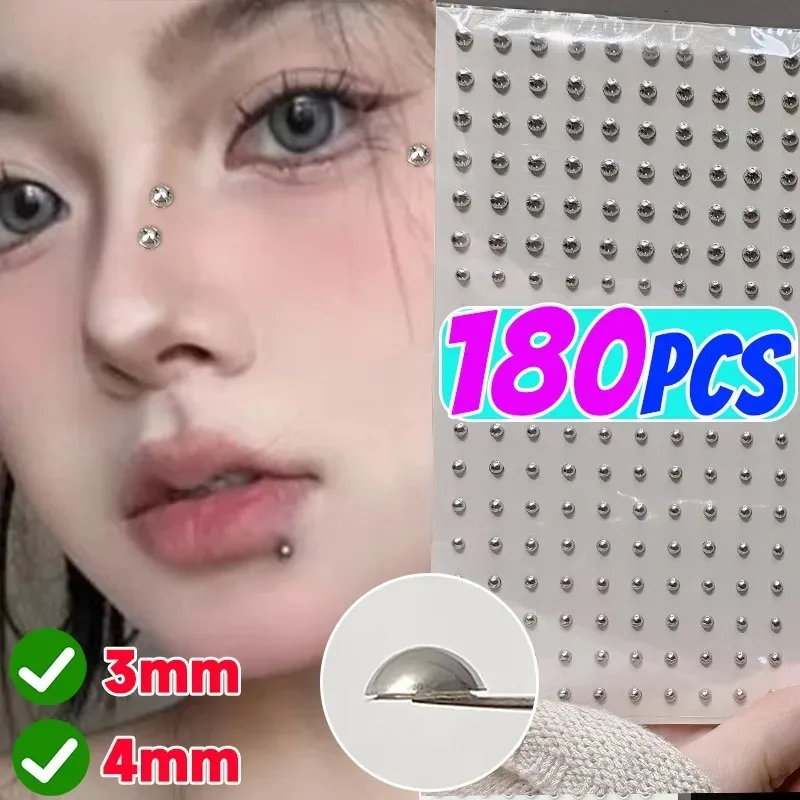 180pcs 가짜 립 네일 눈썹 코 반지 피어싱 없음 립 네일 스티커 Selfadhesive 방수 재사용 가능한 바디 배꼽 쥬얼리
