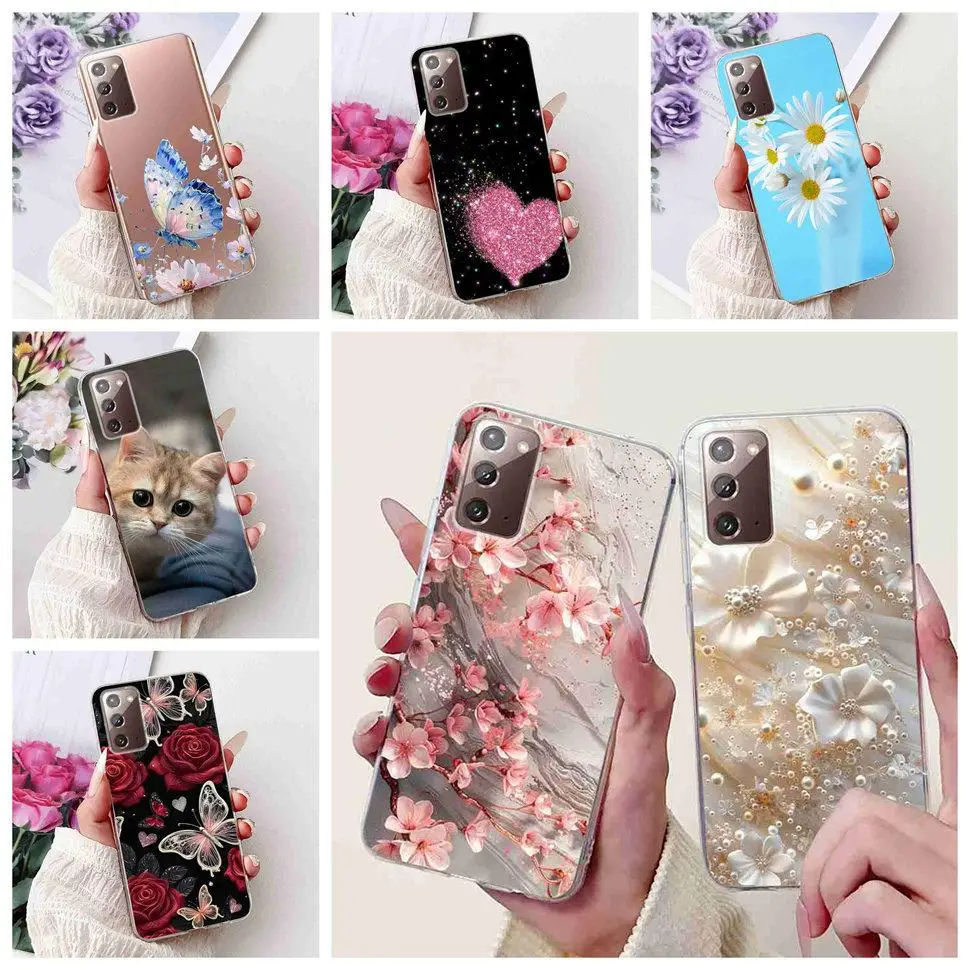 For Samsung Galaxy Note20 5G Case Popular Design Flower Love Soft Silicone TPU Cover For Samsung Note 20 6.7" SM-N981B Shell