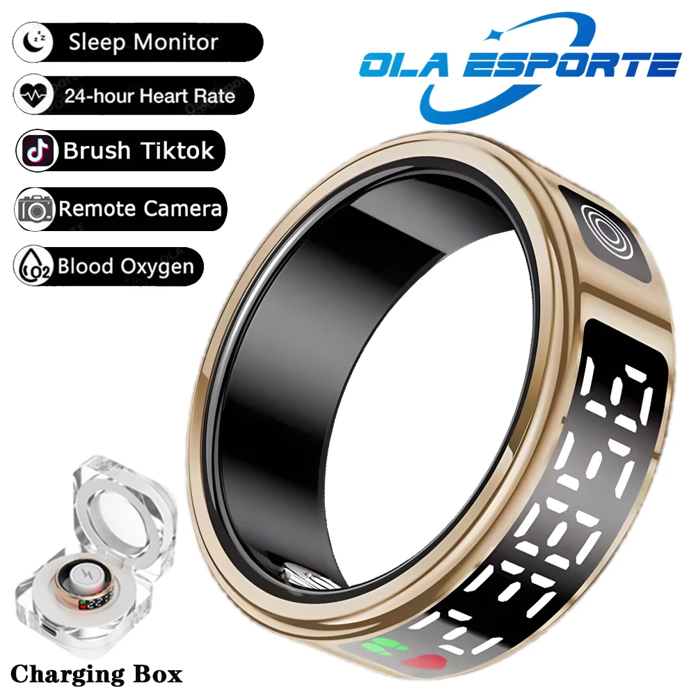 2025 Nieuwe SR08 Smart Ring Mannen Vrouwen LED Scherm Hartslag Bloed Zuurstof Monitoring 5 ATM Waterdichte Multi Sport modi Gift