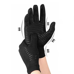 Guantes de compresión de cobre para artritis, guantes de mano negros, soporte para muñeca, guantes Unisex antideslizantes, alivio del dolor de muñeca y articulación de dedo