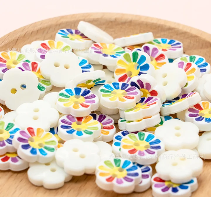 Cute 3D Daisy Pattern Plastic Buttons Children's Clothing Hand-Sewn Two-Eyed Soft Colorful Toys for Kids