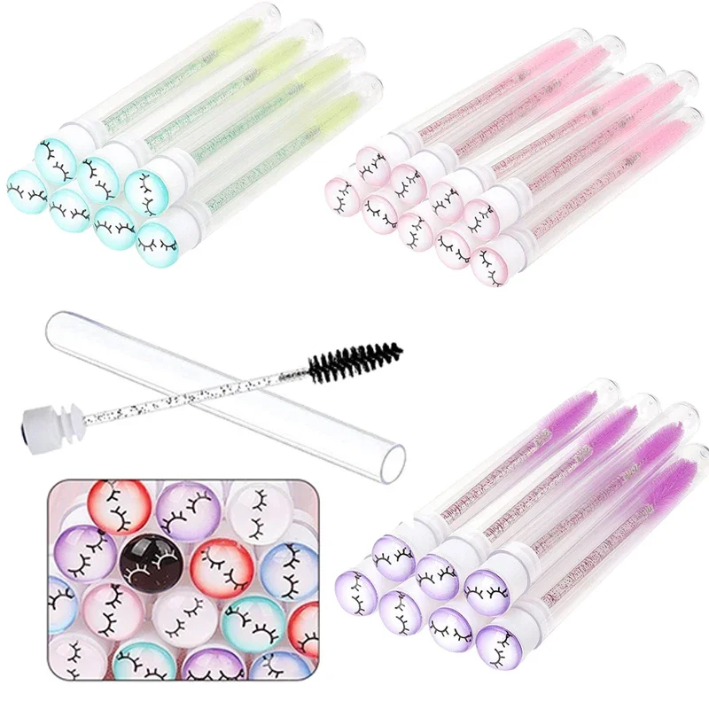25/50Pcs Wimpern Pinsel Rohre Kristall Lash Mascara Wands Augenbraue Kamm Spoolies Container Wimpern Pinsel Applikatoren Make-Up-Tools