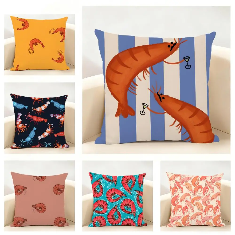 Simple Casual Shrimp Warm Daily Cushion Cover Linen Pillowcase Soft  for Sofa Bed Home Room Decor