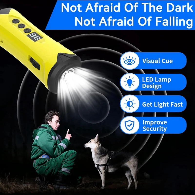 Ultrasonic Dog Repeller Dog Bark Deterrent With Flash Light,3X Ultrasonic Emitters 50Ft Range,Dog Repellents Train Tool