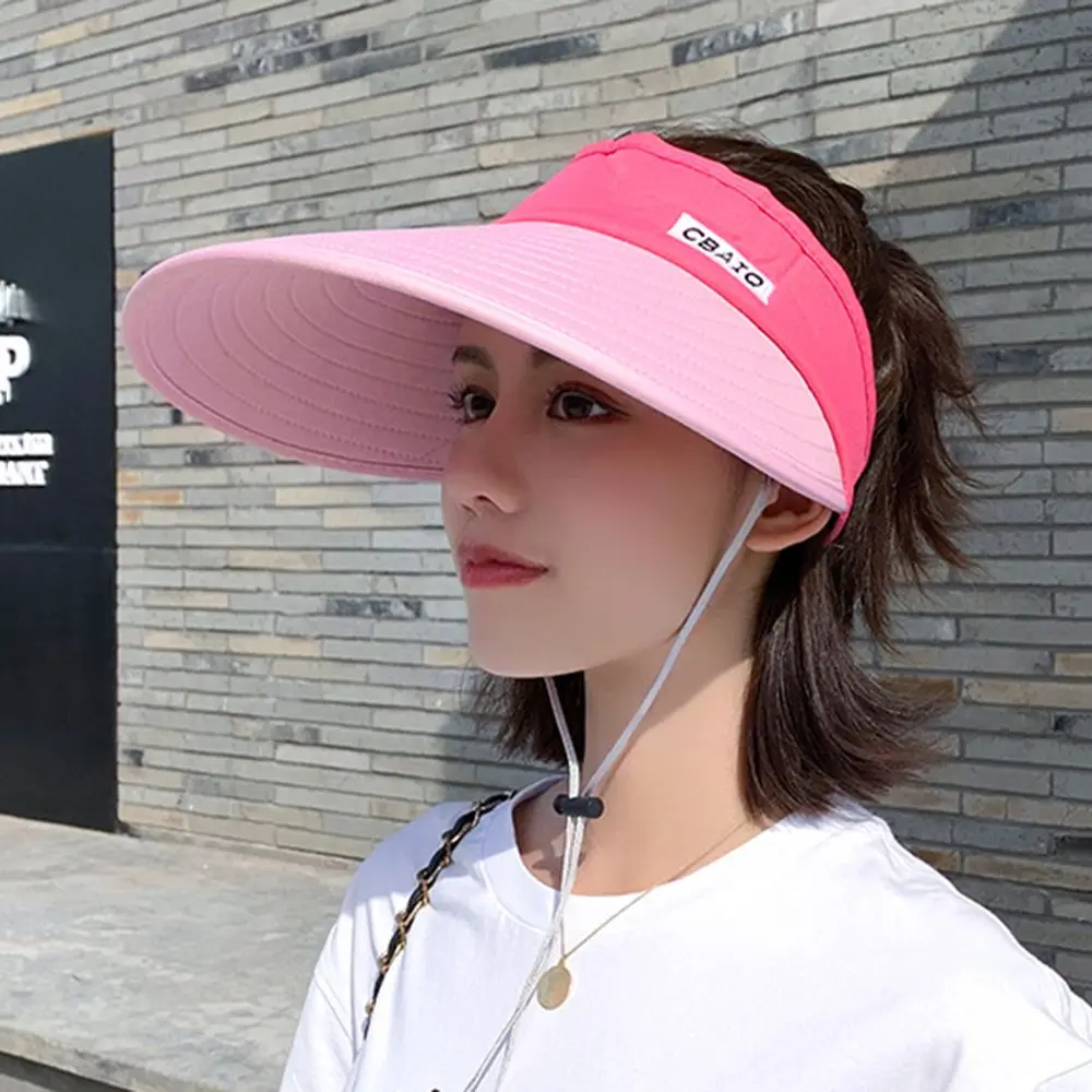 

UV Protection Sunscreen Breathable Sports Hat Women Ladies Wide Brim Visor Summer Sun Cap Empty Top Suncap Beach Cap