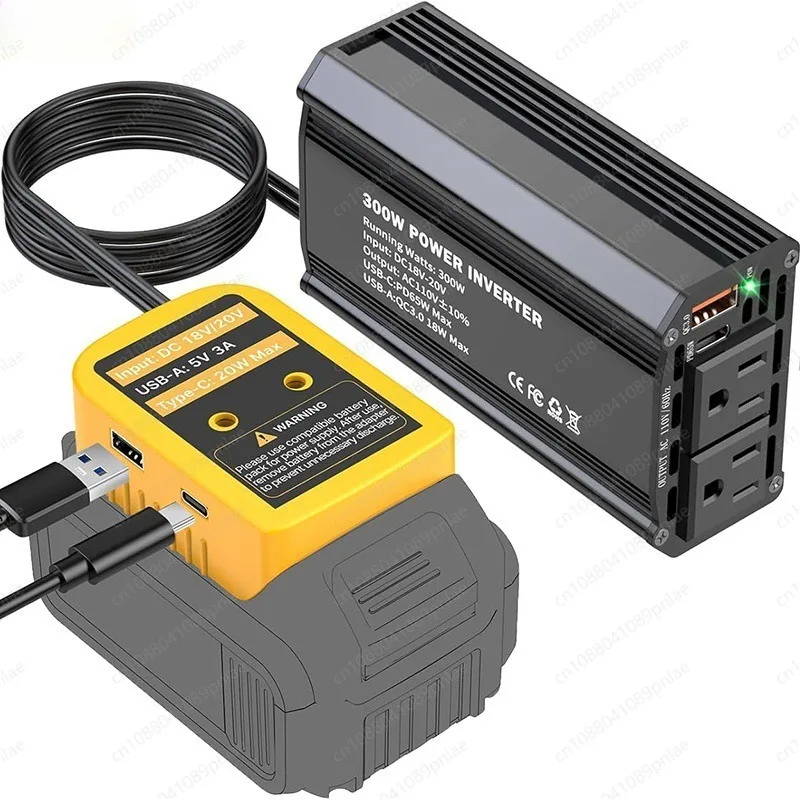 Hot-selling PD65W fast charging 300W inverter 18v/20v to 110v US standard power converter QC3.0