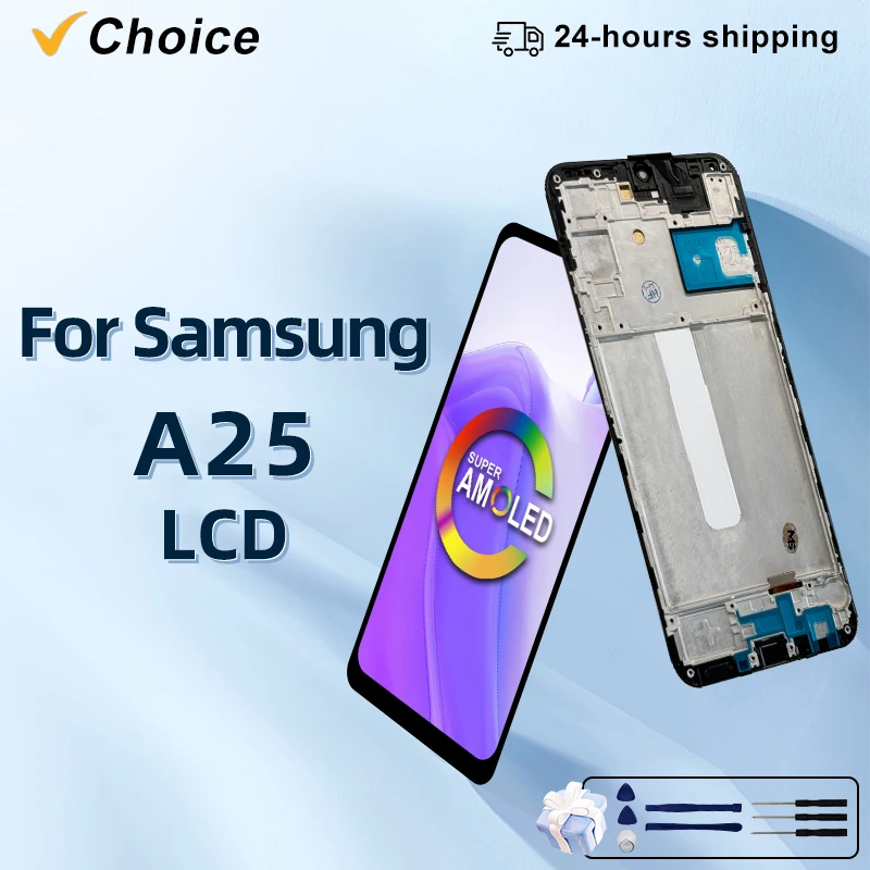 Super OLED For Samsung A25 A256 LCD With Frame Display Touch Screen Digitizer For Samsung A25 A256B A256E A256U LCD Replacement