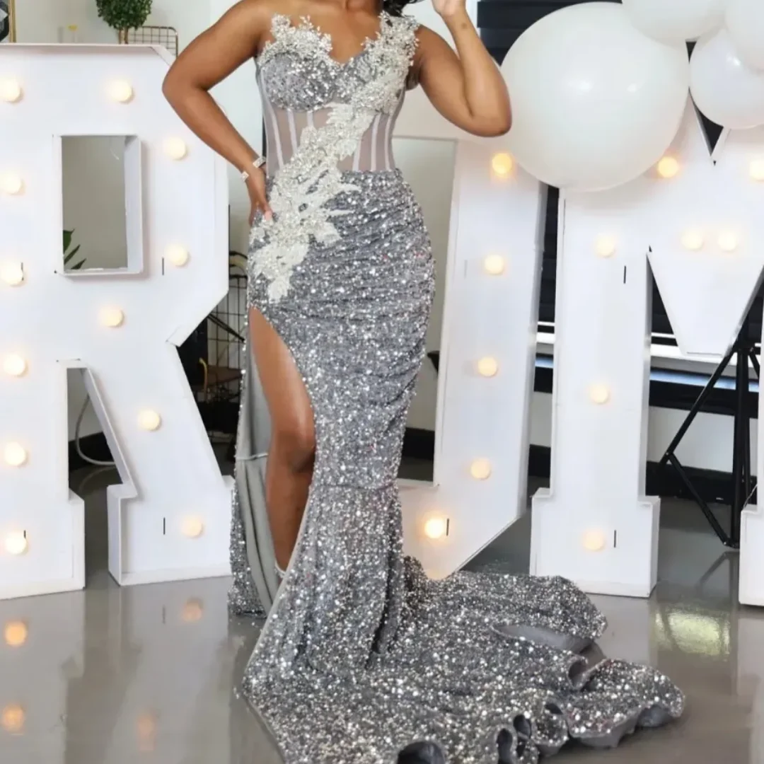 أنيقة كتف واحد بلورات مطرزة مشد مساء عيد ميلاد فساتين الخطوبة حورية البحر فساتين لحضور الحفلات الموسيقية 2025 حسب الطلب