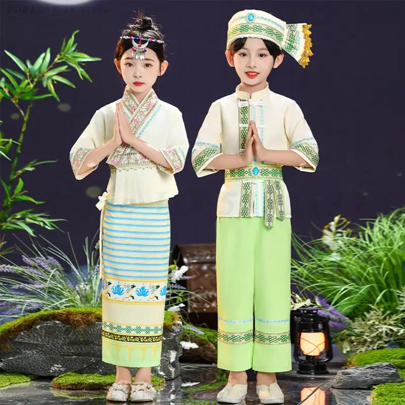 Trajes de baile Dai para niños y adultos, vestido de actuación de Festival para niños y niñas, ropa de fotografía puesta en escena de nacionalidad