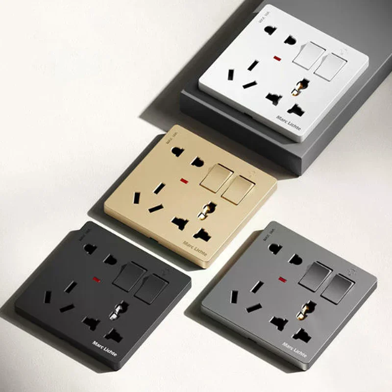 Universal Wall 86 Type Multifunctional Eight-Hole 5pin Power Plug Two Or Three Plugs With 1Gang Switch Control Socket
