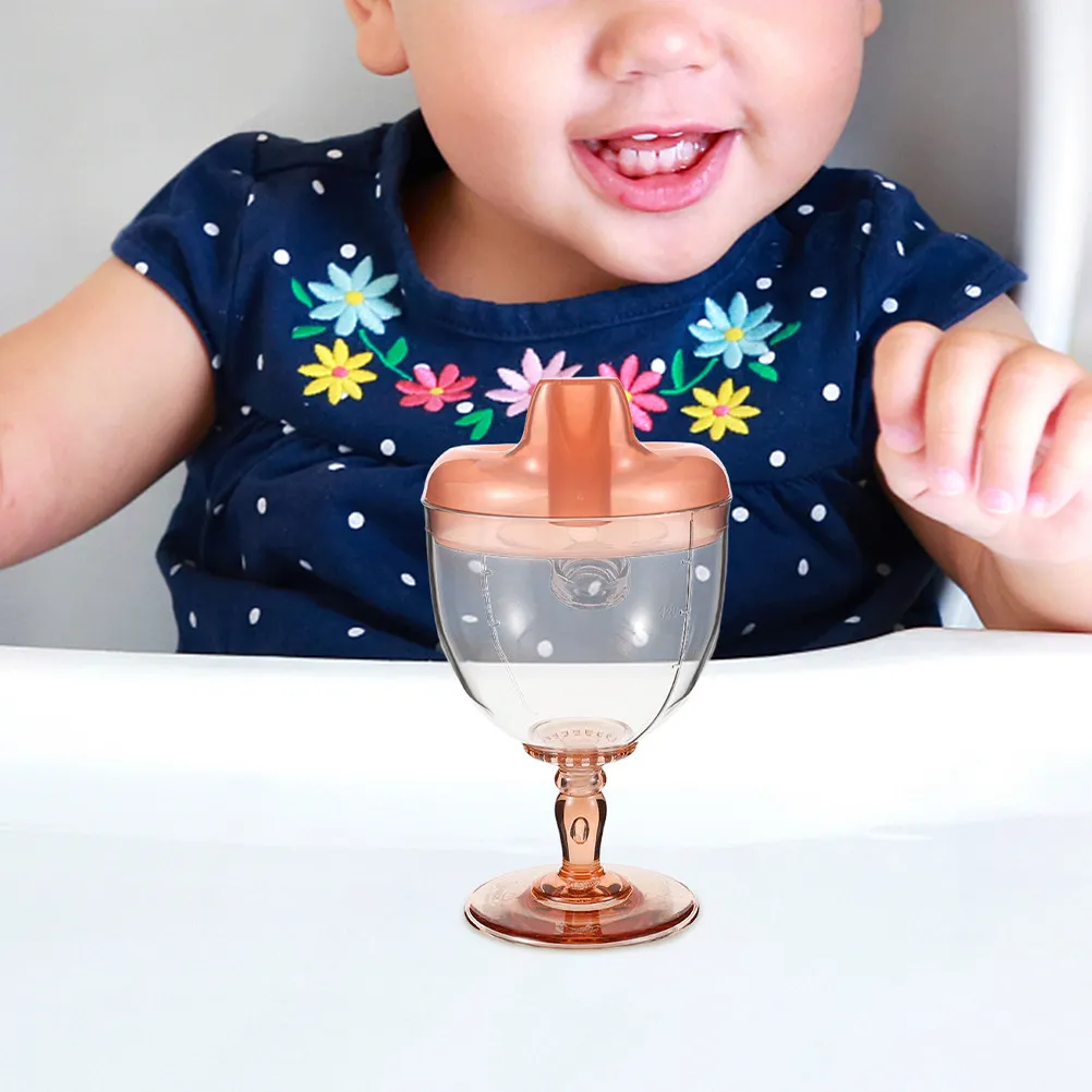 

Highly Transparent 180ml Plastic Goblet Cups Shatter Proof Kids Sippy No Spill Juice Milk Training Drinkware Baby Tumbler