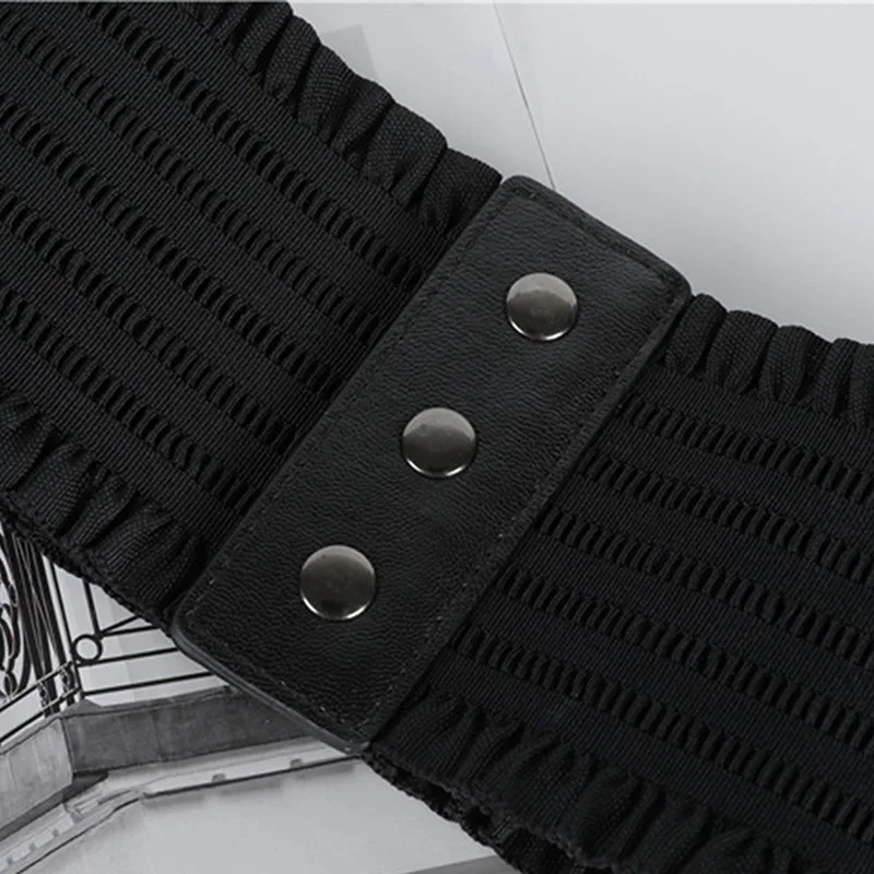 Ceinture large et élastique en cuir Pu pour femmes, nouveau Design noir, pardessus de styliste pour dames