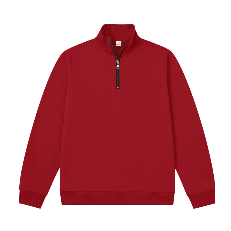 Herren-Sweatshirt mit Fleecefutter für Herbst und Winter, Stehkragen, halber Reißverschluss, langärmelig, einfarbig, warme Freizeitjacke – Detail 33
