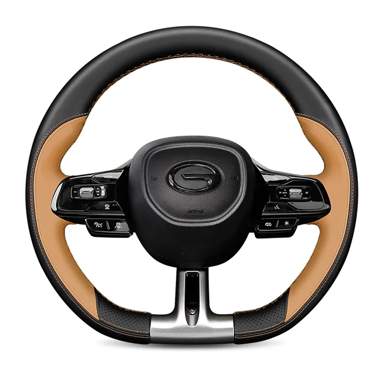 Genuine Leather for GAC  EMPOW EMKOO GS3 E8 GS4 MAX Hand Sewing Steering Wheel Cover Fabric Interior Protection Car Accessories