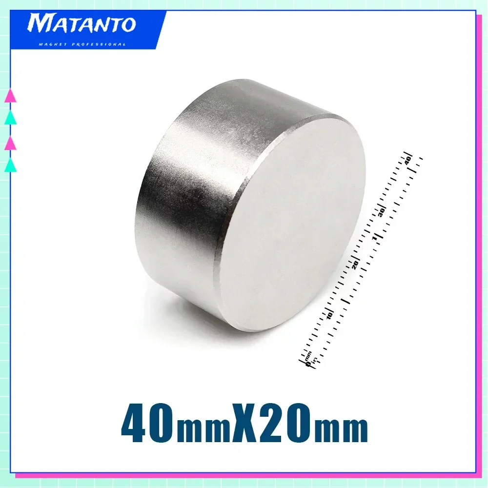 1/2/5Pcs Circular Strong Permanent Magnet 40x20mm N35 Long Disc Rare Earth Magnetic Round Neodymium Powerful Magnet