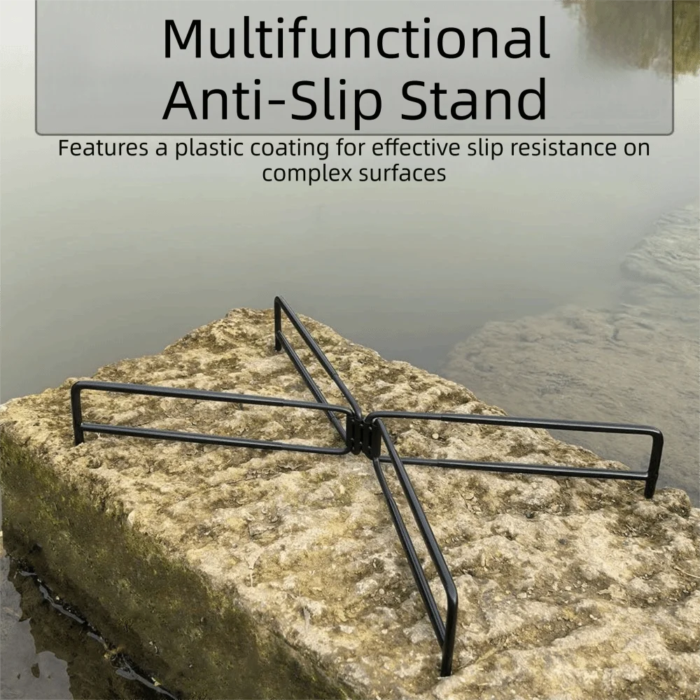 Foldable Camping Folding Storage Rack Light Weight Non-Slip Bracket Bucket Base Support Frame Iron Multipurpose