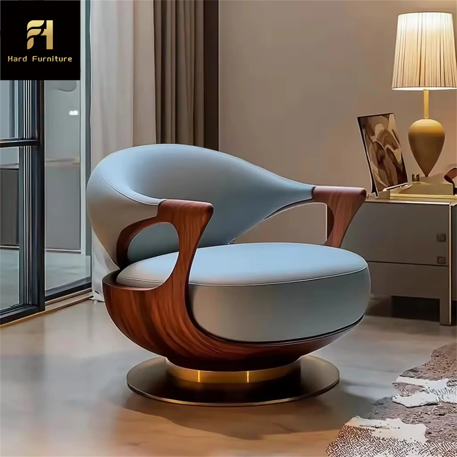2025 High End Villa Armchair Modern Design 360 - Degree Swivel Sofa Chair Living Room Accent Leisure Chair