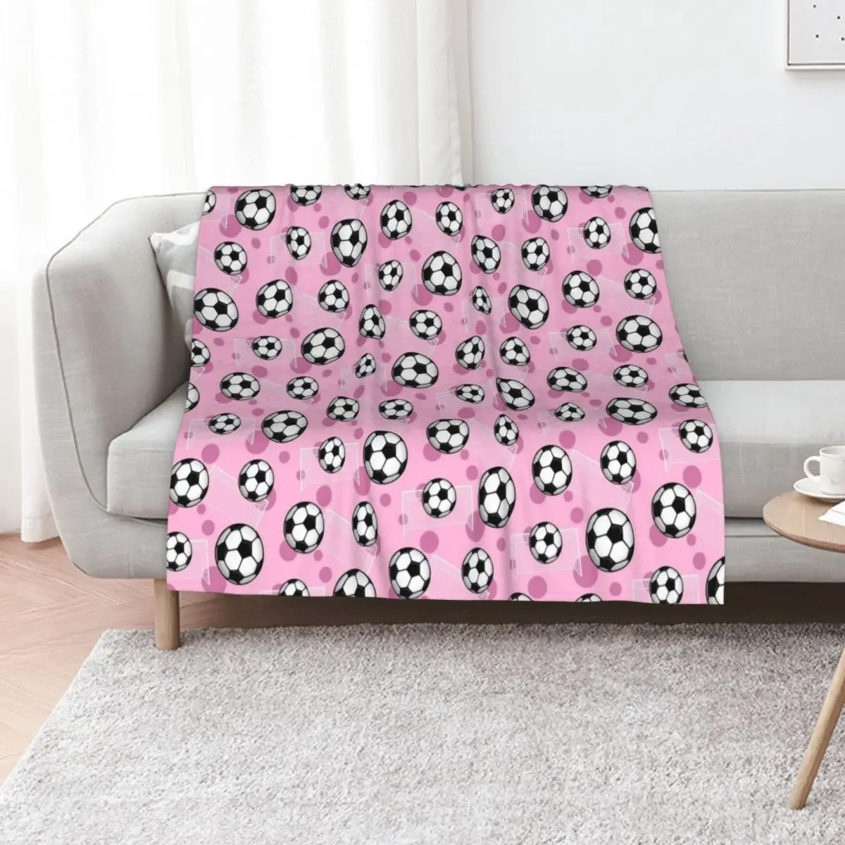 

Soccer Ball and Goal Pink Pattern - Pink Soccer Throw Blanket Beautifuls Thin Hair Sofa Throw Blankets