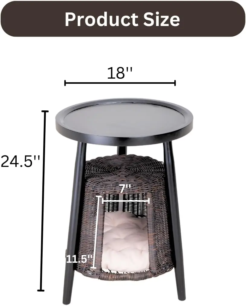 Cat Condo Side Table e Cat Bed, 2 em 1 Hideaway Cave House, almofada lavável, decorativa Pet Furniture, End Table & Cat Bed, gatinho