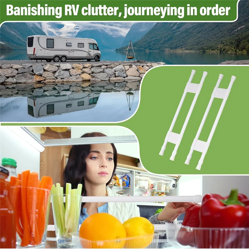 

M12K-2 Pcs Of Double RV Refrigerator Support Bars, Adjustable Tension Rods With Length Between 15.7 And 27.6 Inches